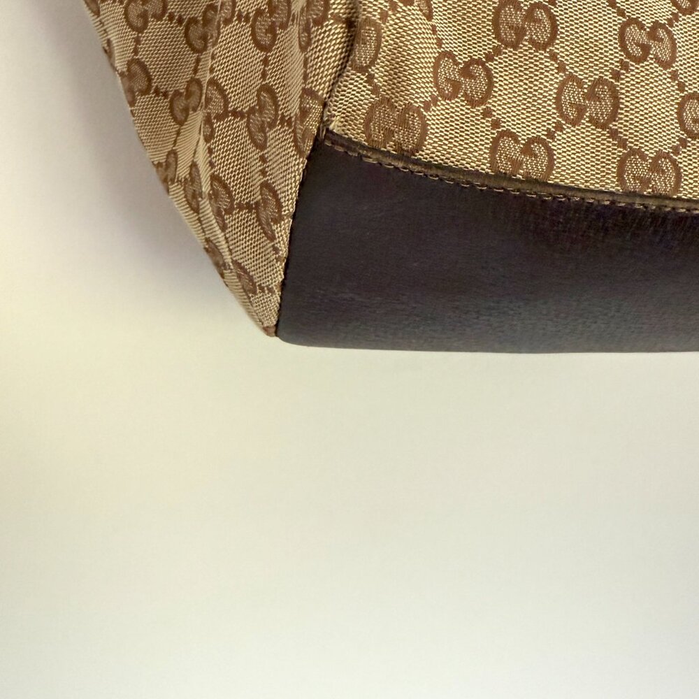 Vintage GUCCI GG Sherry Line Boat Shape Small Tote Handbag Canvas Beige - Picture 5 of 9